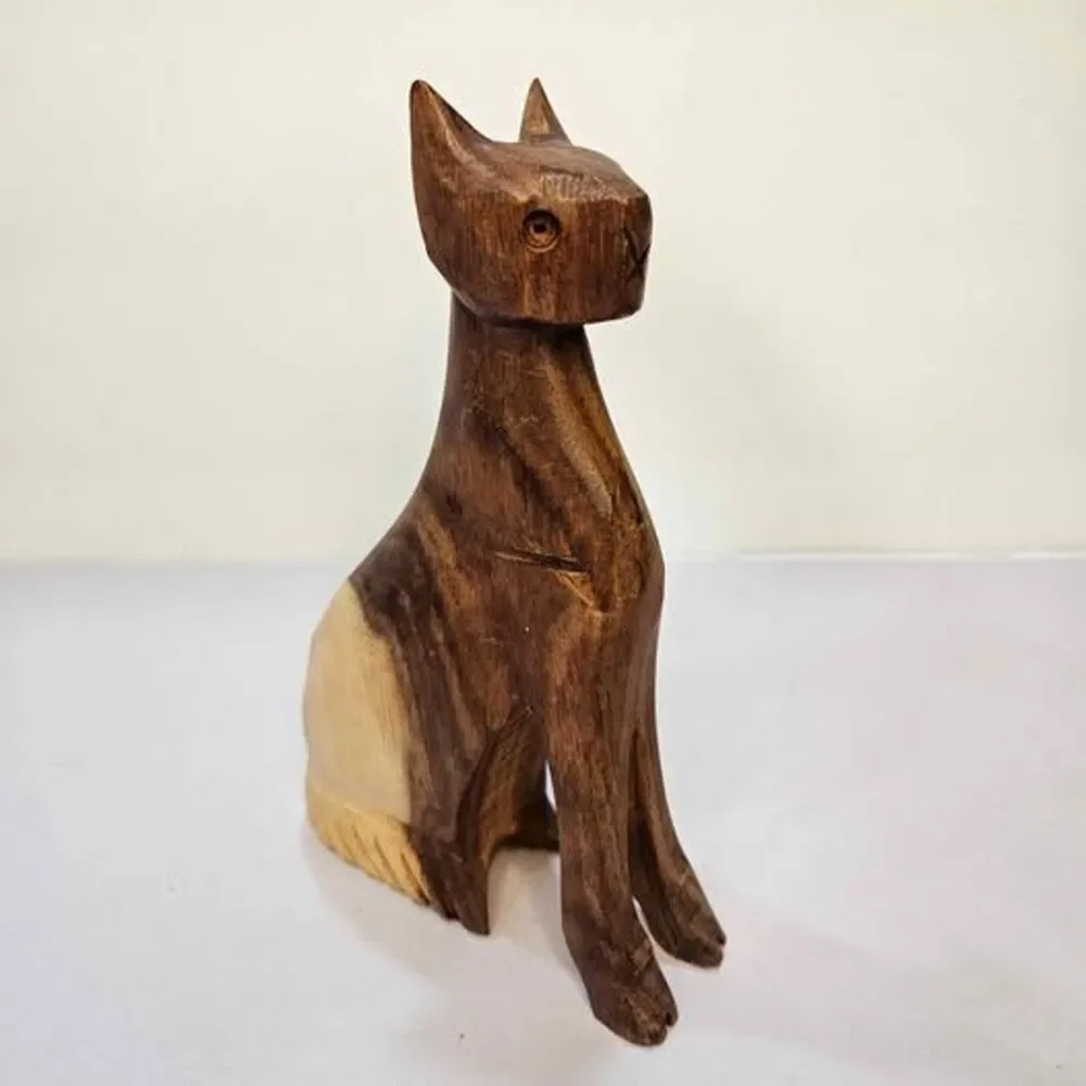 Wooden cat figurine